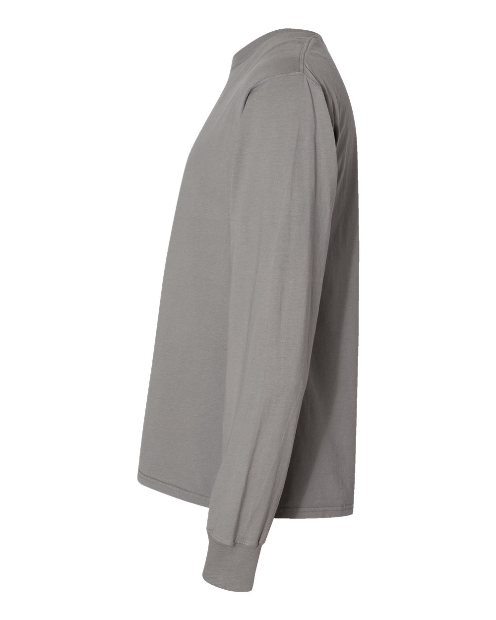 Left View of Concrete Grey Garment-Dyed Long Sleeve T-Shirt - GDH200