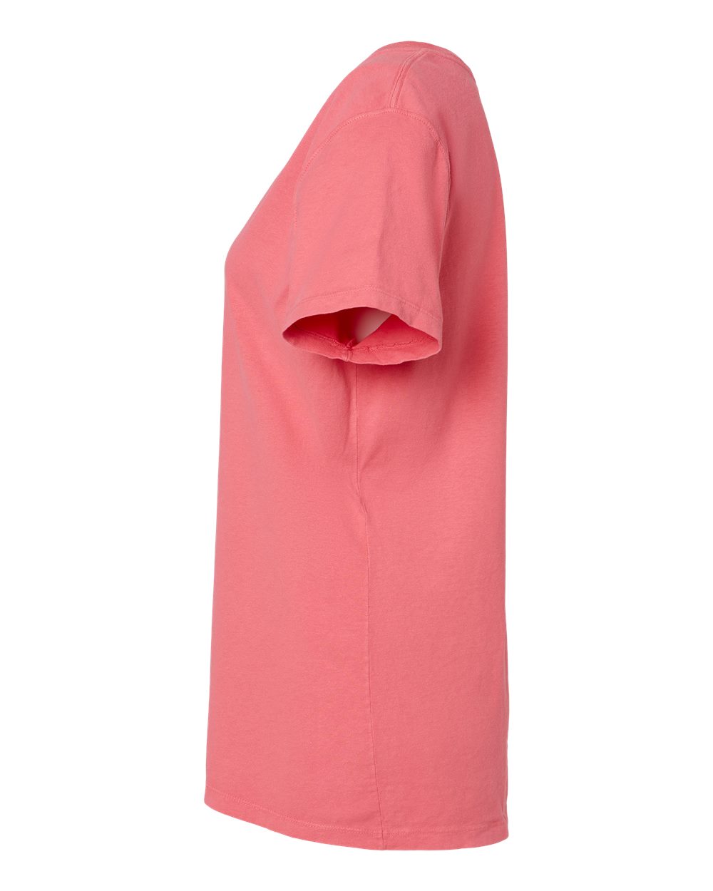 Left View of Coral Craze Garment-Dyed Women&#39;s V-Neck T-Shirt - GDH125