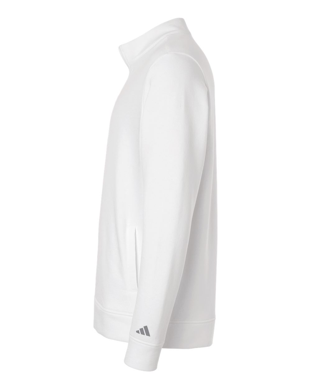 Left View of Core White Men's Elevated Fleece Quarter-Zip Pullover - A721 plain