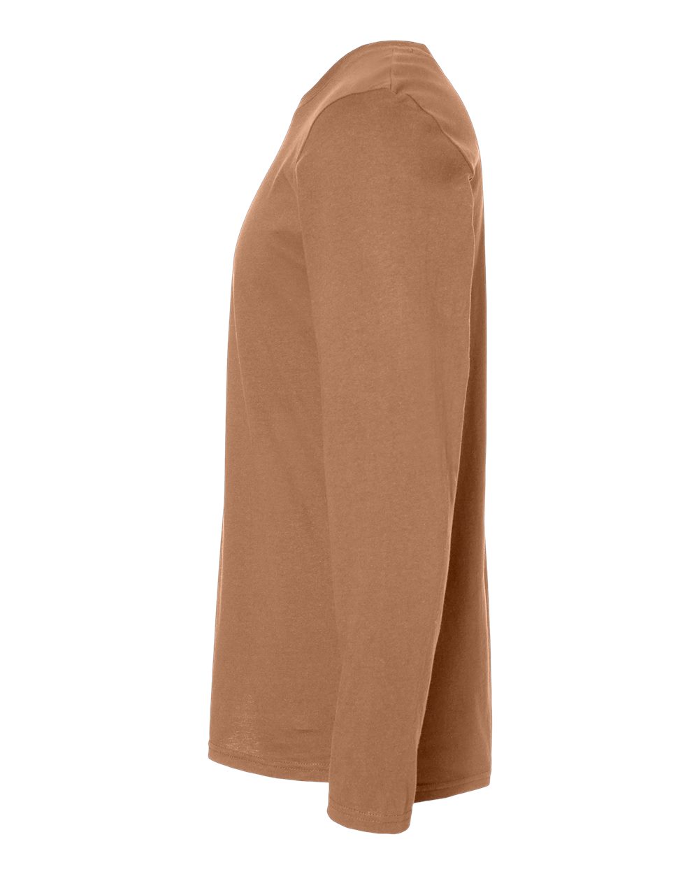 Left View of Coyote Brown Fine Jersey Long Sleeve Tee - 6918