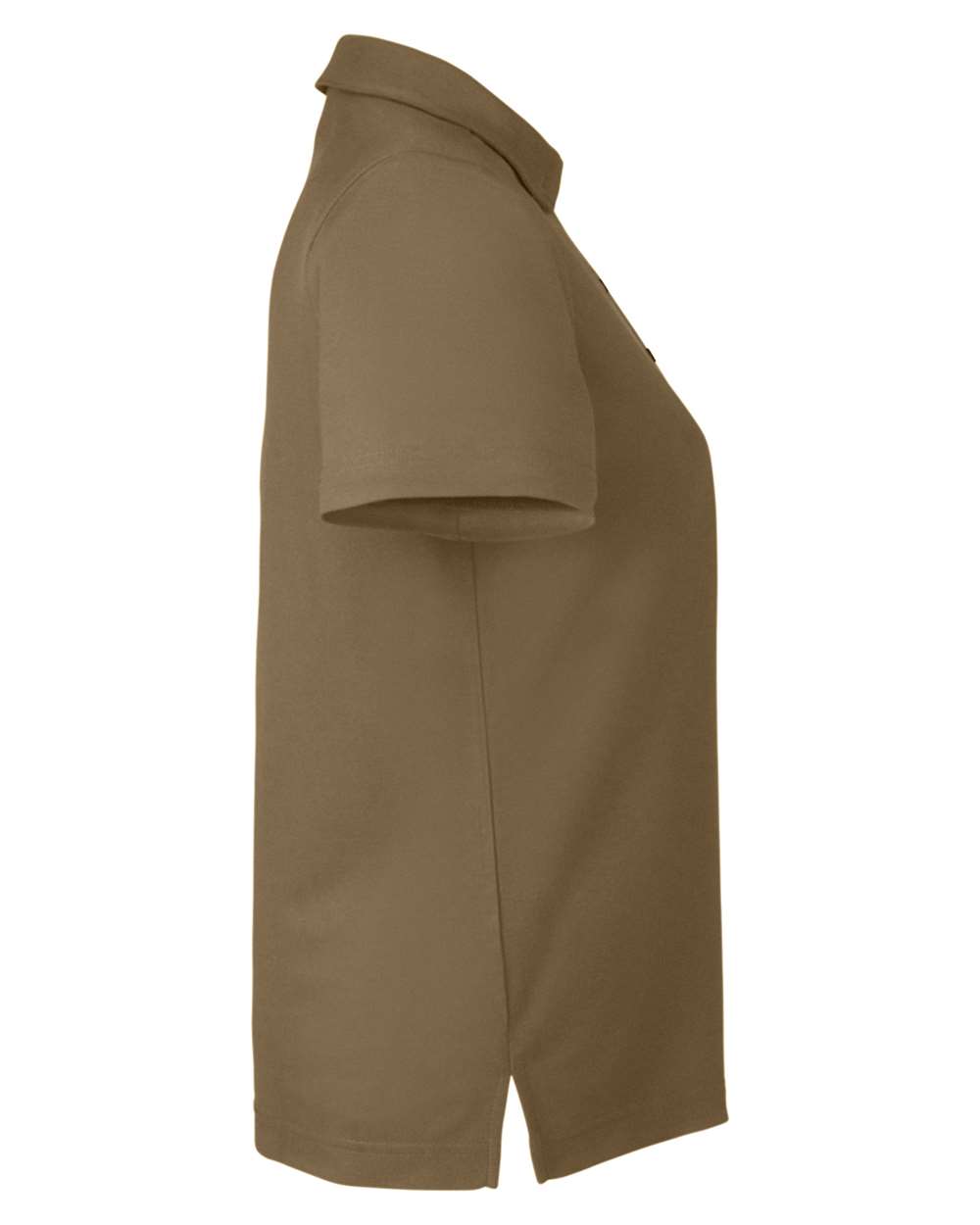 Left View of Coyote Brown Women's Fusion ChromaSoft™ Pique Polo - CE112W