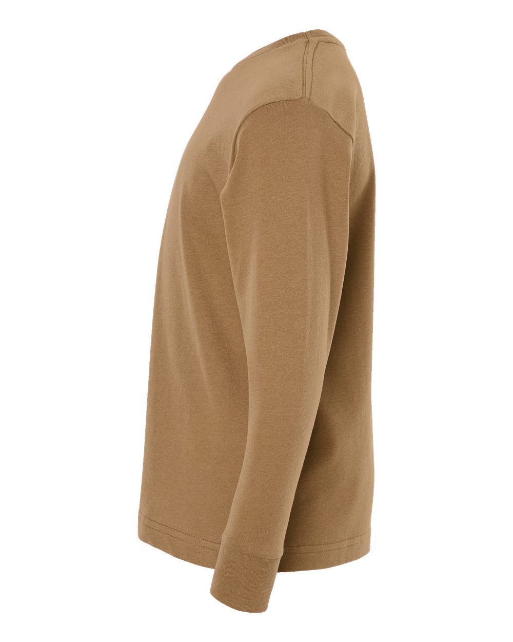 Left View of Coyote Brown Youth Fine Jersey Long Sleeve Tee - 6201