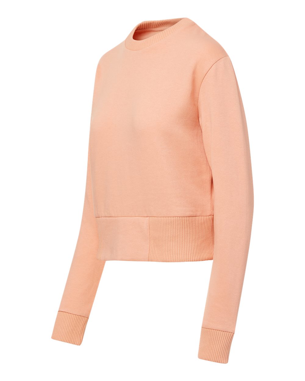Left View of Creamsicle Women&#39;s Romi Cloud Fleece Crop Crewneck Sweatshirt - W22106