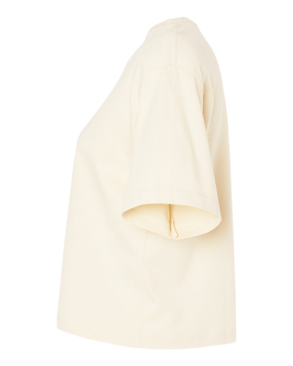 Left View of Creme Women&#39;s Fine Jersey Boxy Tee - 102