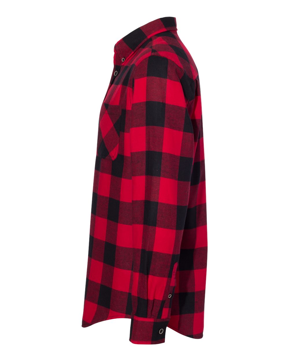 Left View of Crimson/ Black Vintage Brushed Flannel Long Sleeve Shirt - 164761