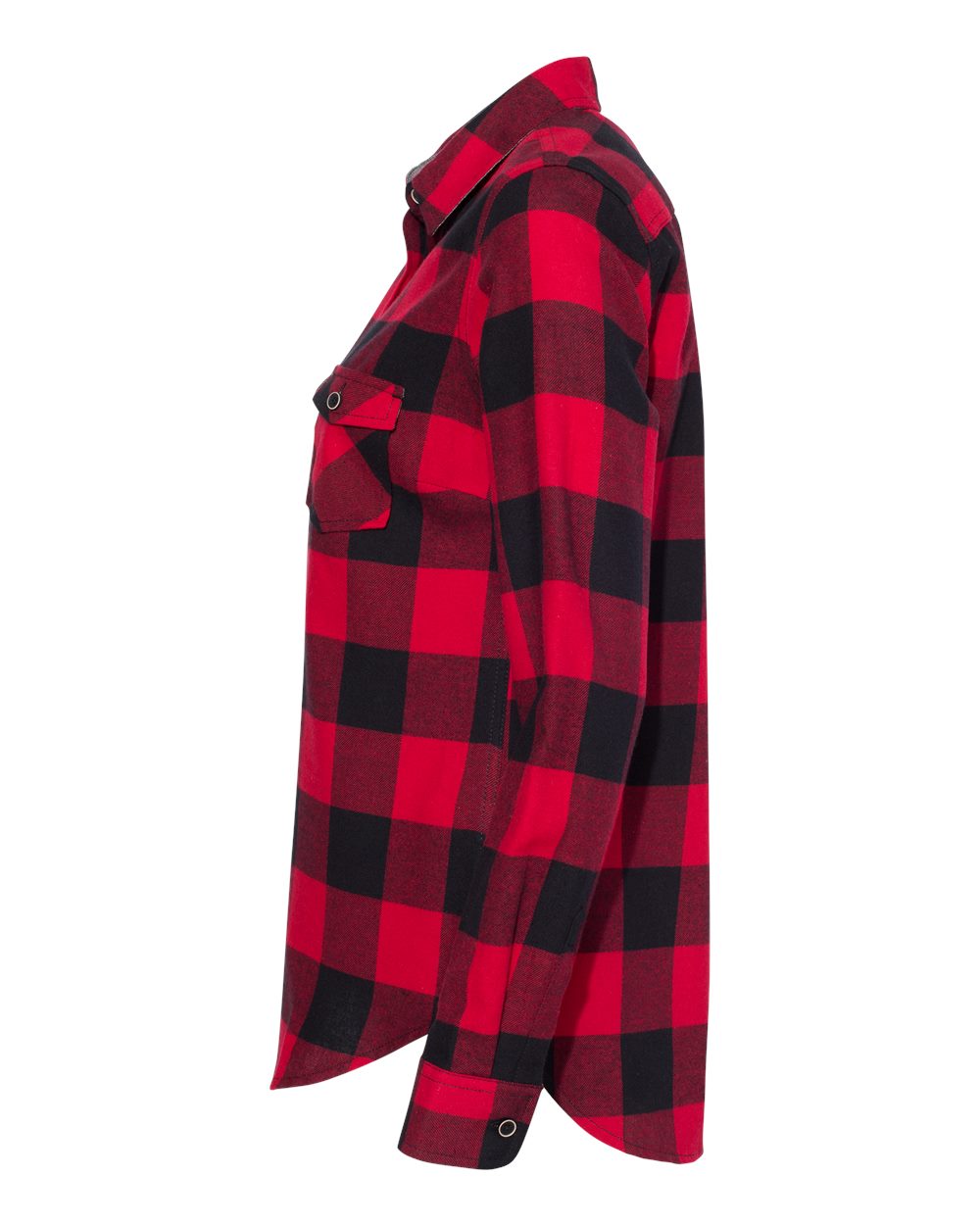 Left View of Crimson/ Black Women&#39;s Vintage Brushed Flannel Shirt - W164761