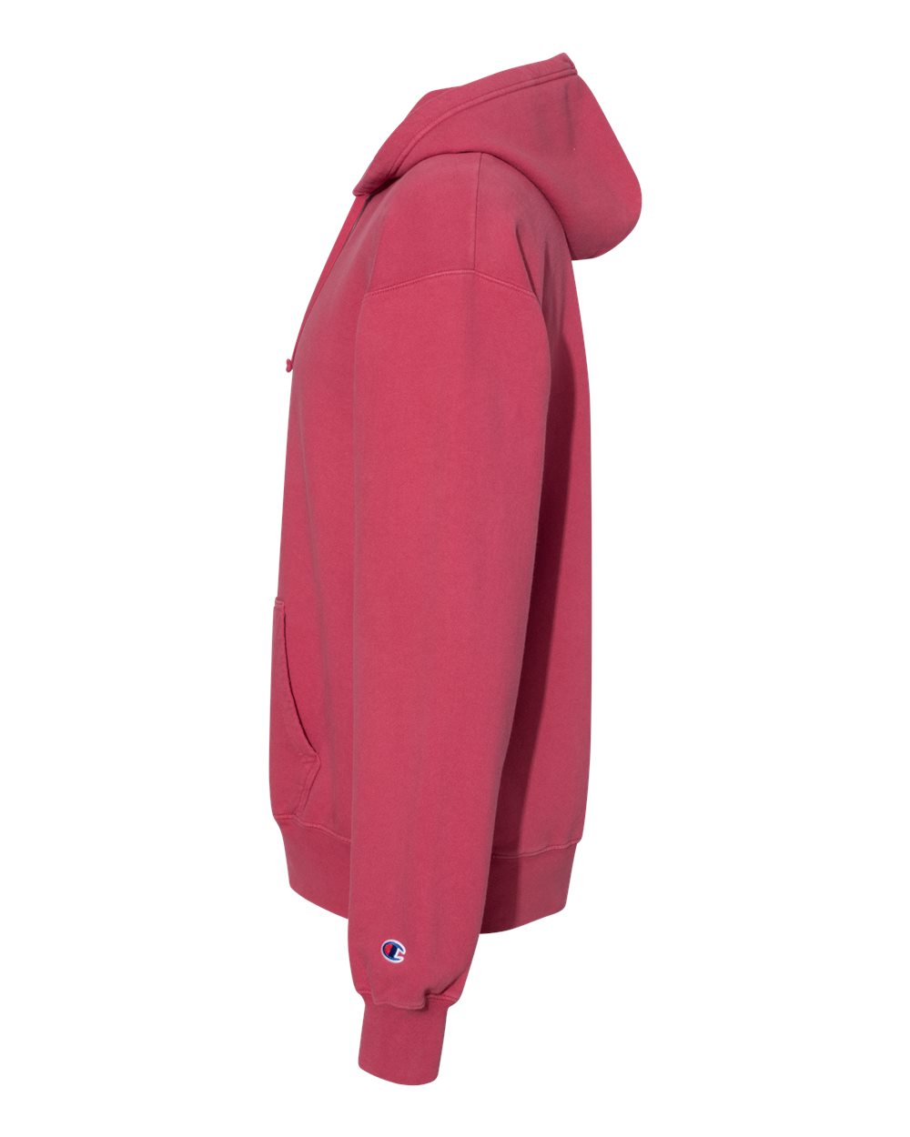 Left View of Crimson Garment-Dyed Hooded Sweatshirt - CD450