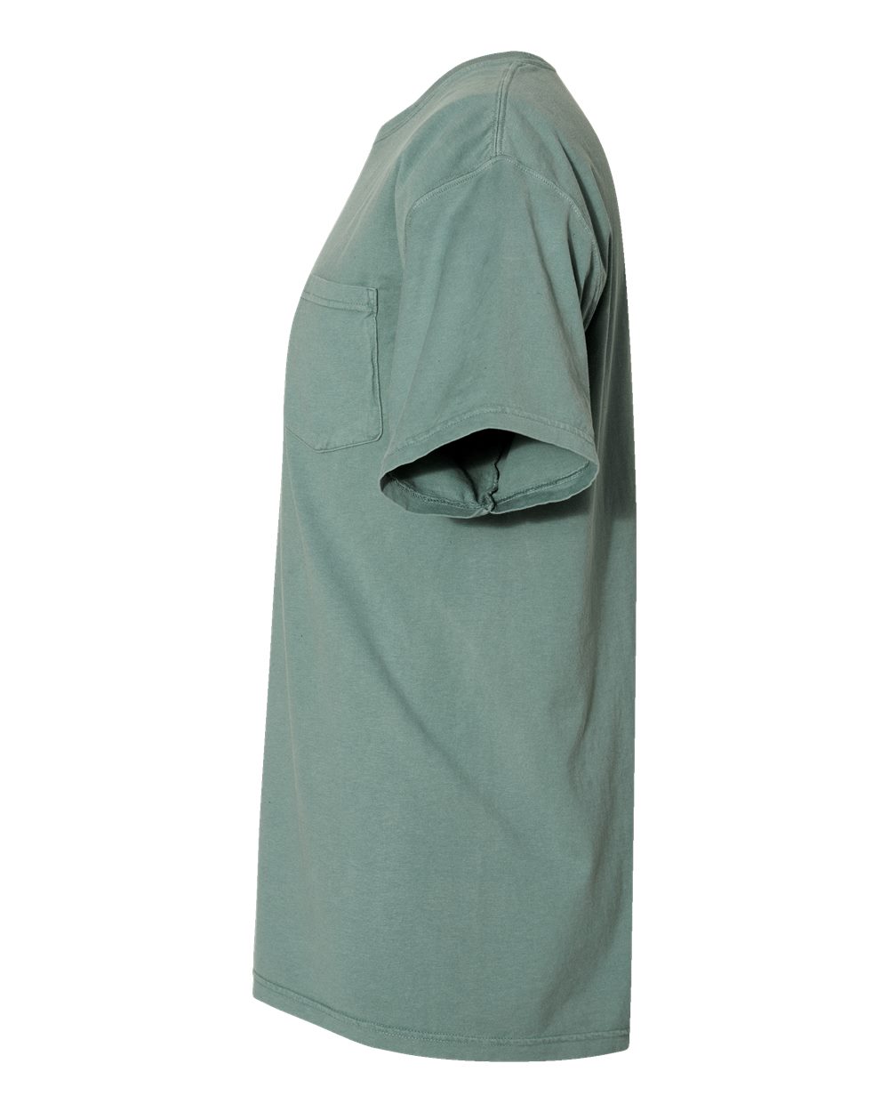 Left View of Cypress Green Garment-Dyed Pocket T-Shirt - GDH150
