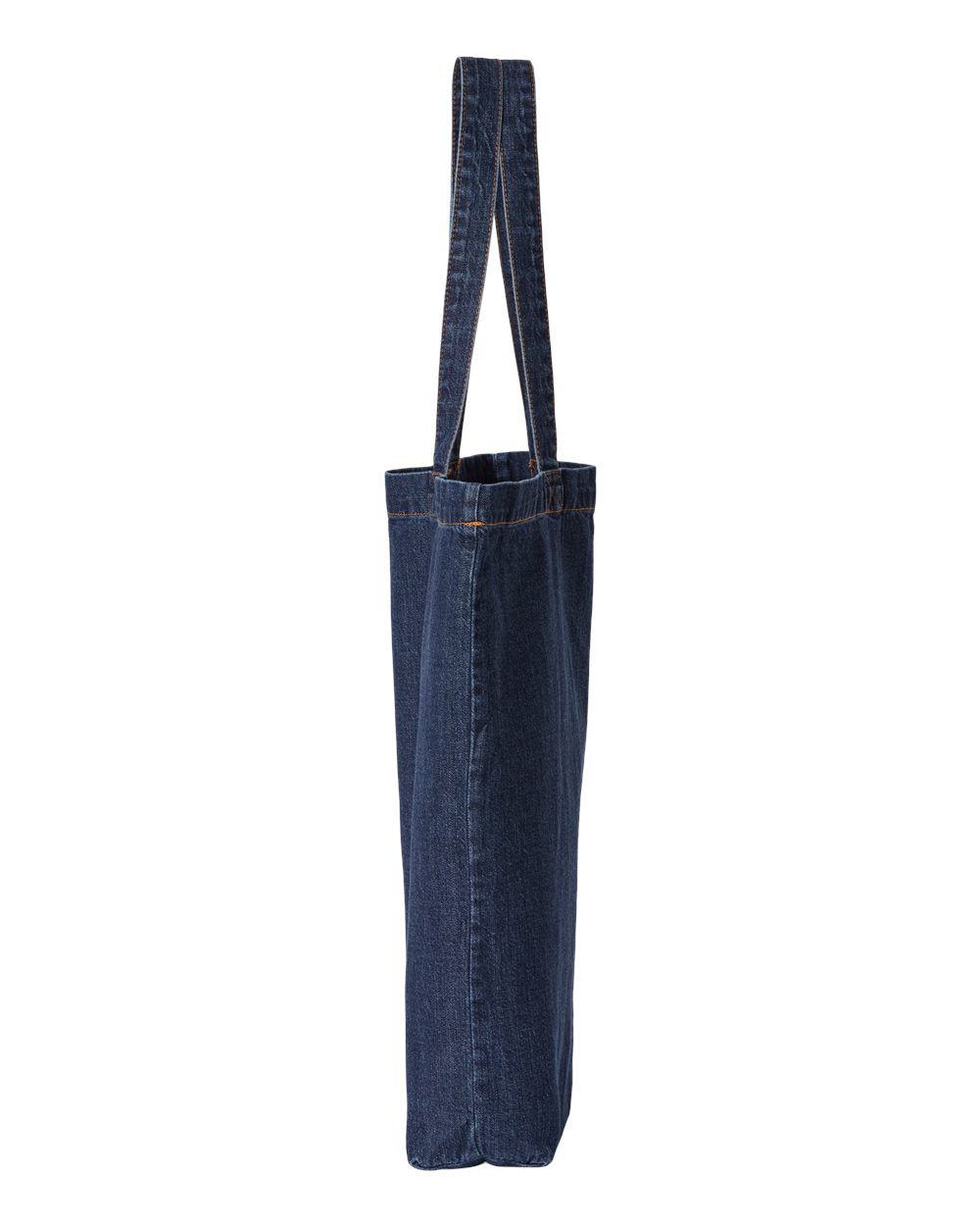 Left View of Dark Blue Denim Cotton Denim Gusseted Tote Bag - 7761A