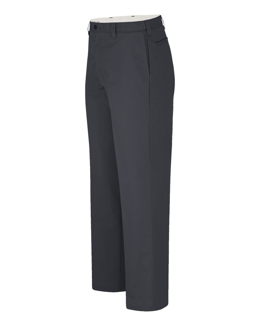 Left View of Dark Charcoal - 39 Unhemmed Industrial Flat Front Pants - Odd Sizes - LP92ODD