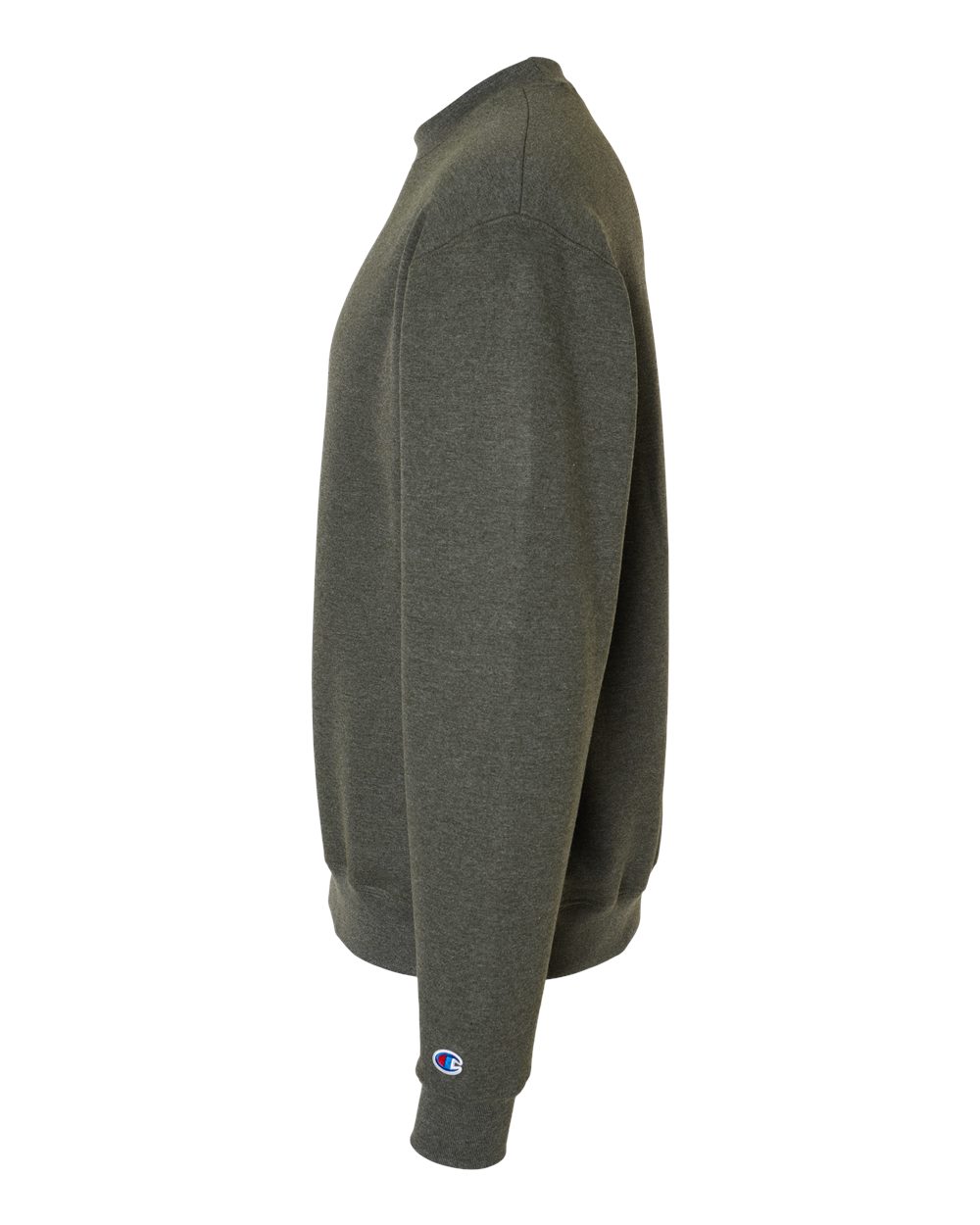 Left View of Dark Green Heather Powerblend® Crewneck Sweatshirt - S600