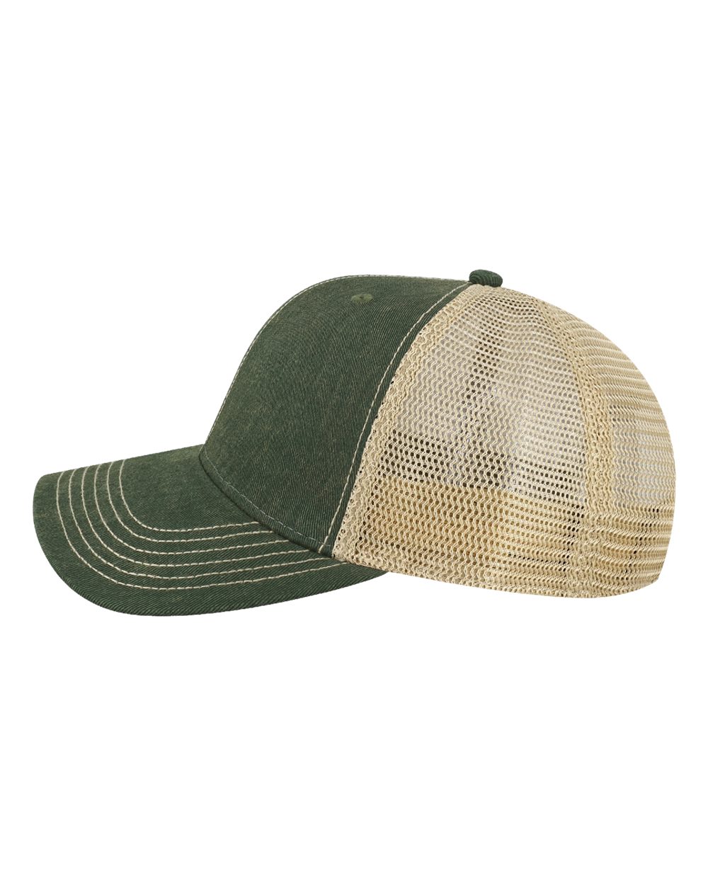 Left View of Dark Green/ Khaki Old Favorite Mid Pro Trucker Cap - OFMPS