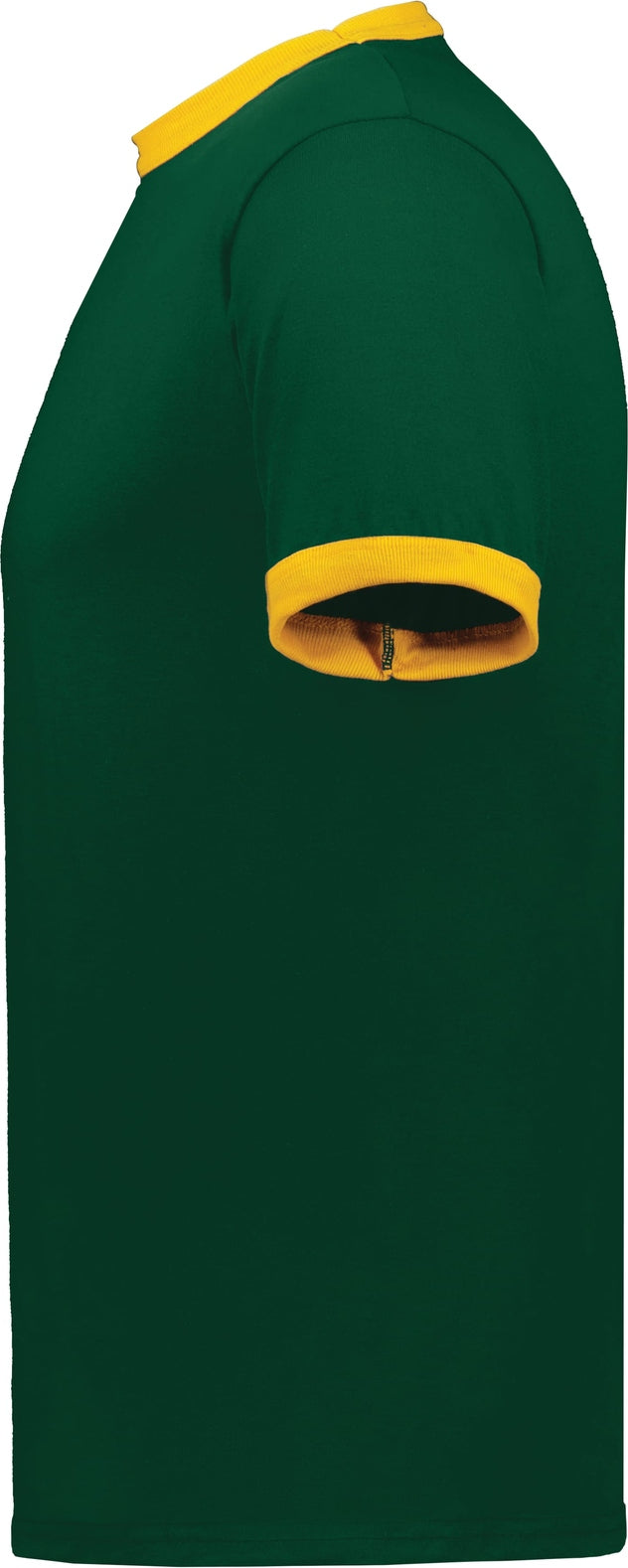 Left View of DARK GREEN/GOLD ADULT RINGER T-SHIRT