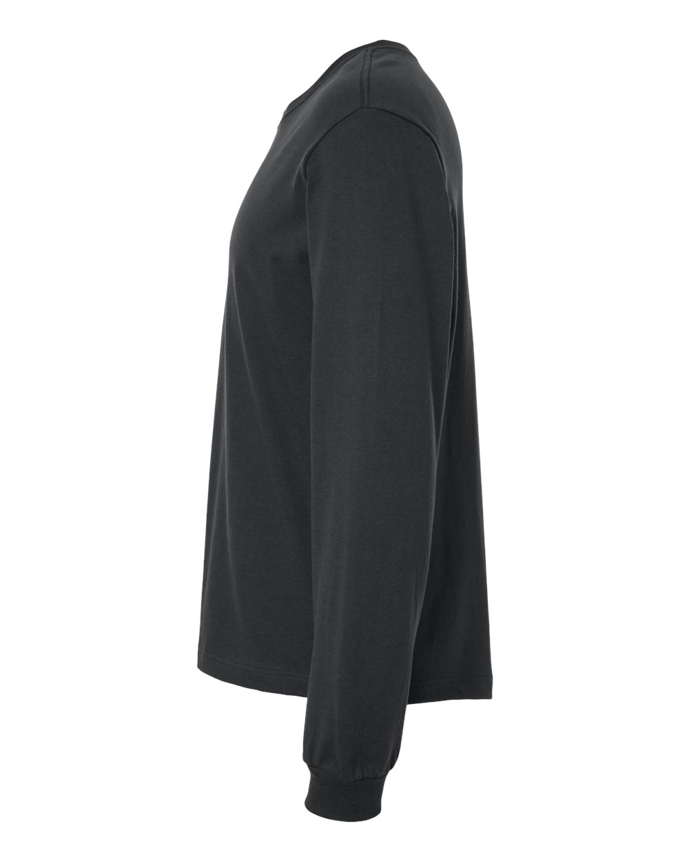 Left View of Dark Grey 6 oz. Heavyweight Long Sleeve Tee - 3511