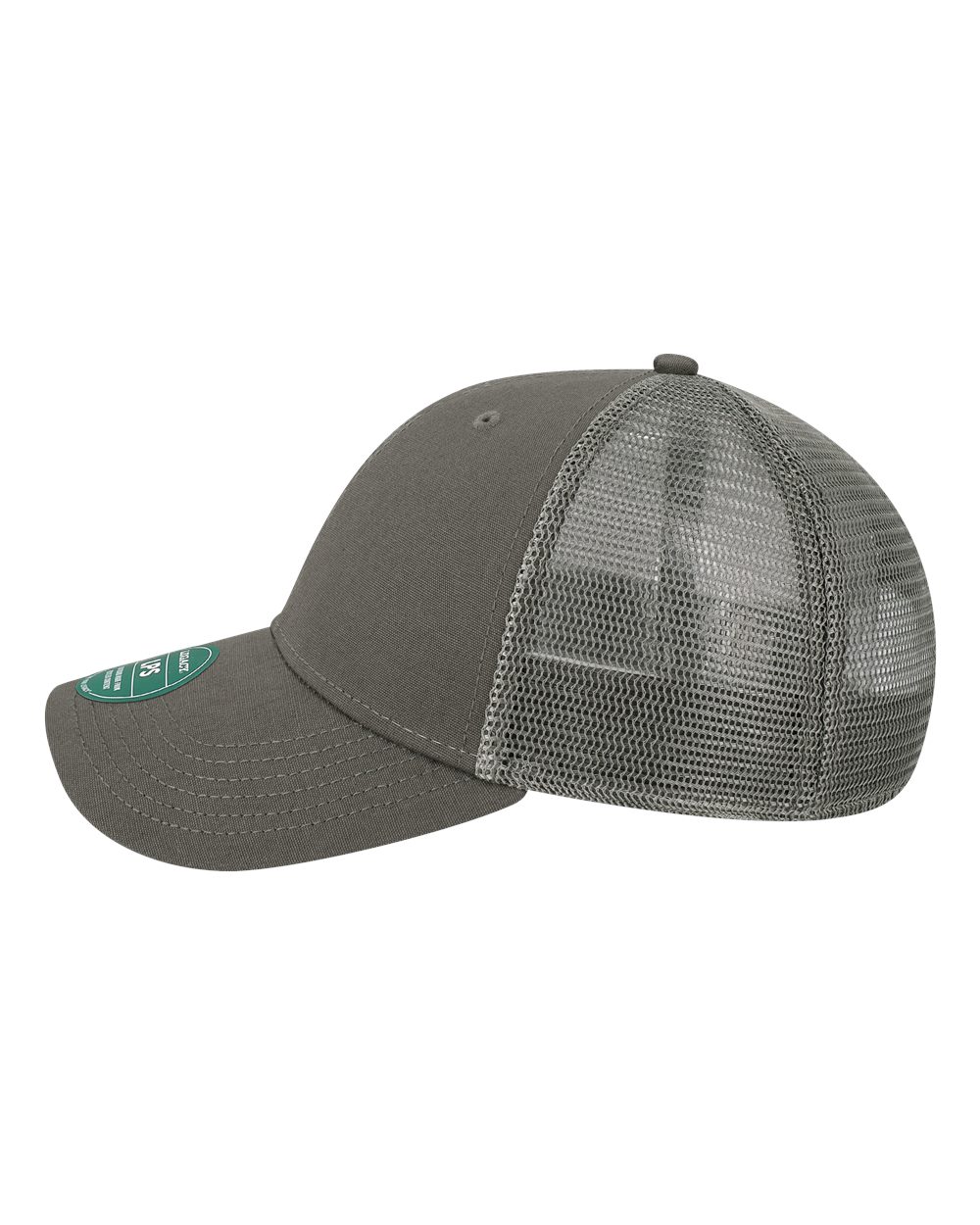 Left View of Dark Grey/ Dark Grey Lo-Pro Snapback Trucker Cap - LPS