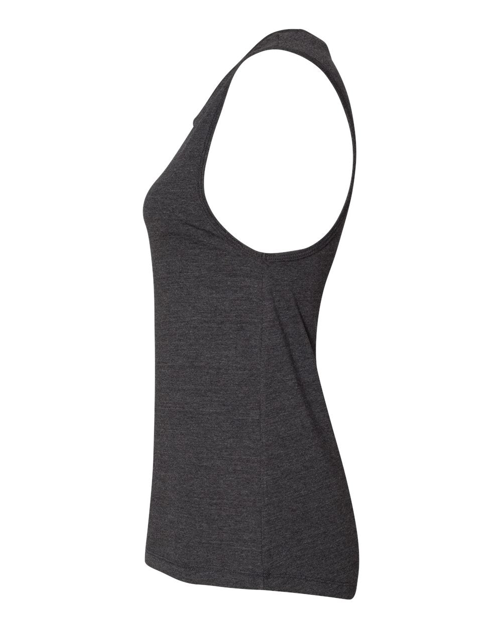 Left View of Dark Grey Heather Women&#39;s Jersey Muscle Tank - 6003