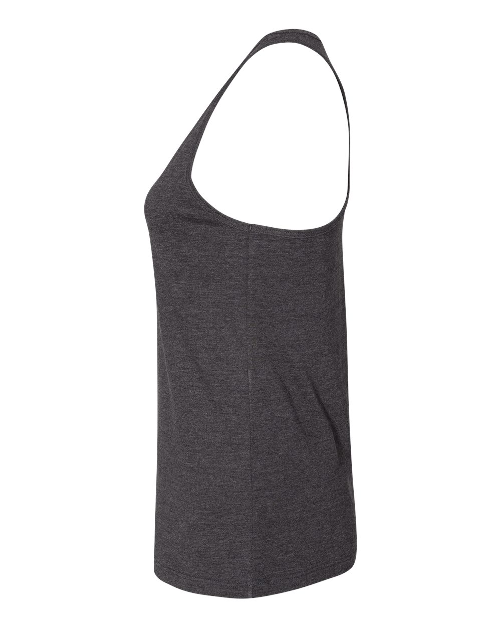 Left View of Dark Grey Heather Women&#39;s Jersey Racerback Tank - 6008