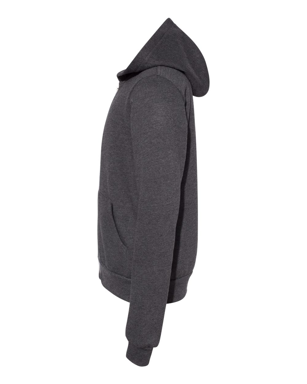 Left View of Dark Grey Heather Youth Sponge Fleece Full-Zip Hoodie - 3739Y