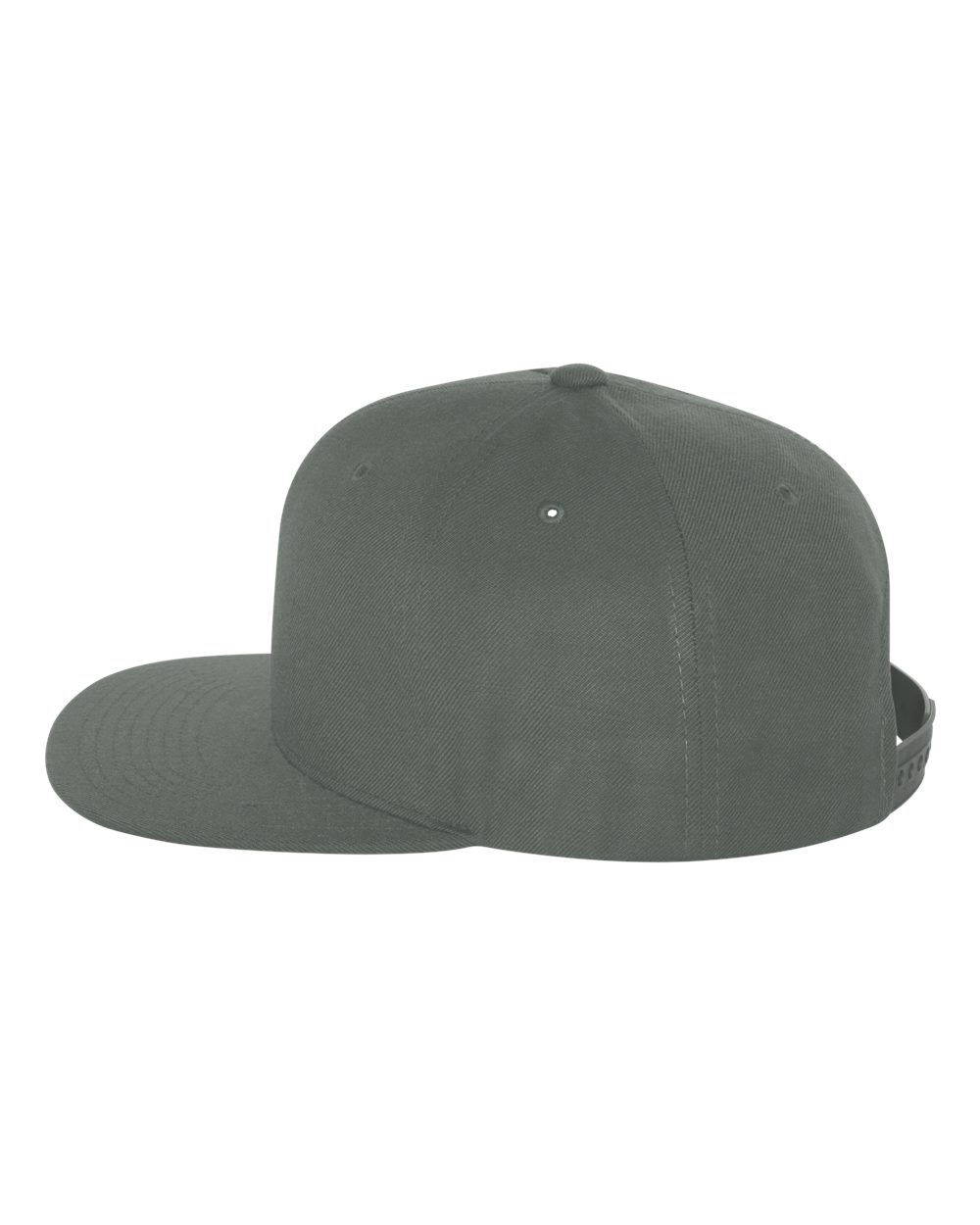 Left View of Dark Grey Premium Flat Bill Snapback Cap - 6089M