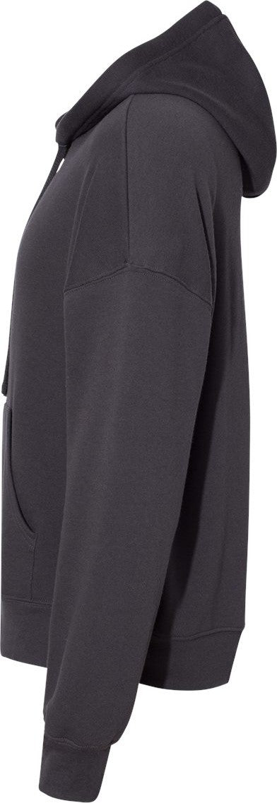 Left View of Dark Grey Sponge Fleece Drop Shoulder Hoodie - 3729