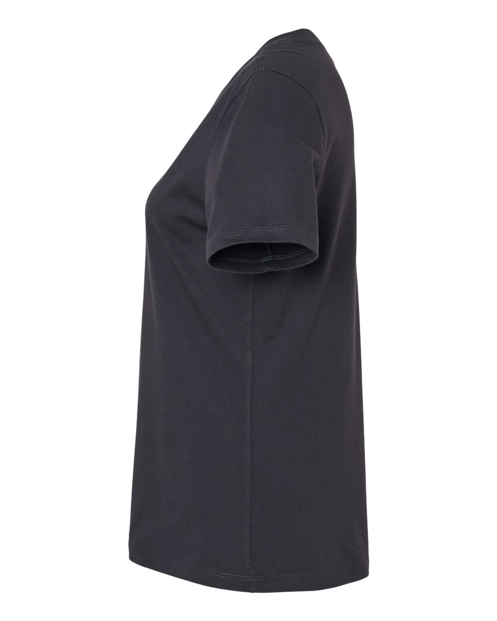 Left View of Dark Grey Women’s Relaxed Jersey V-Neck Tee - 6405