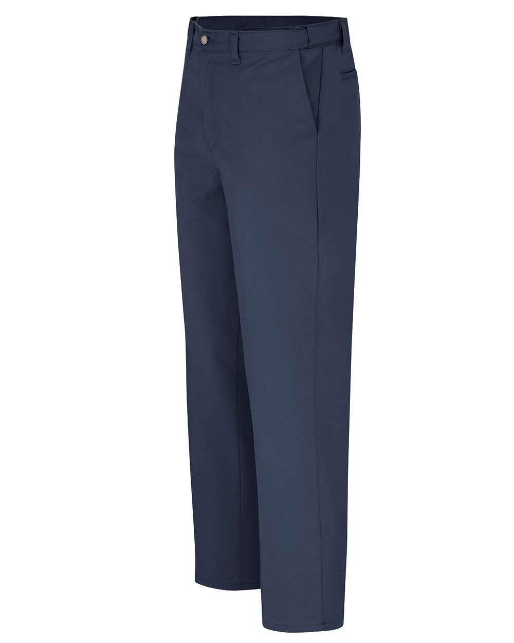 Left View of Dark Navy - 37 Unhemmed Premium Industrial Flat Front Comfort Waist Pants - Extended Sizes - LP70EXT