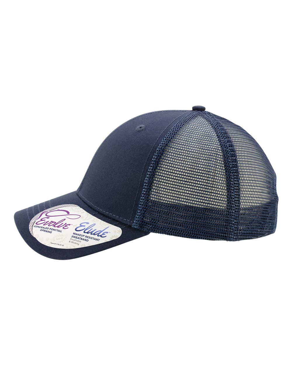 Left View of Dark Navy/ Navy Women&#39;s Modern Trucker Cap - CHARLIE