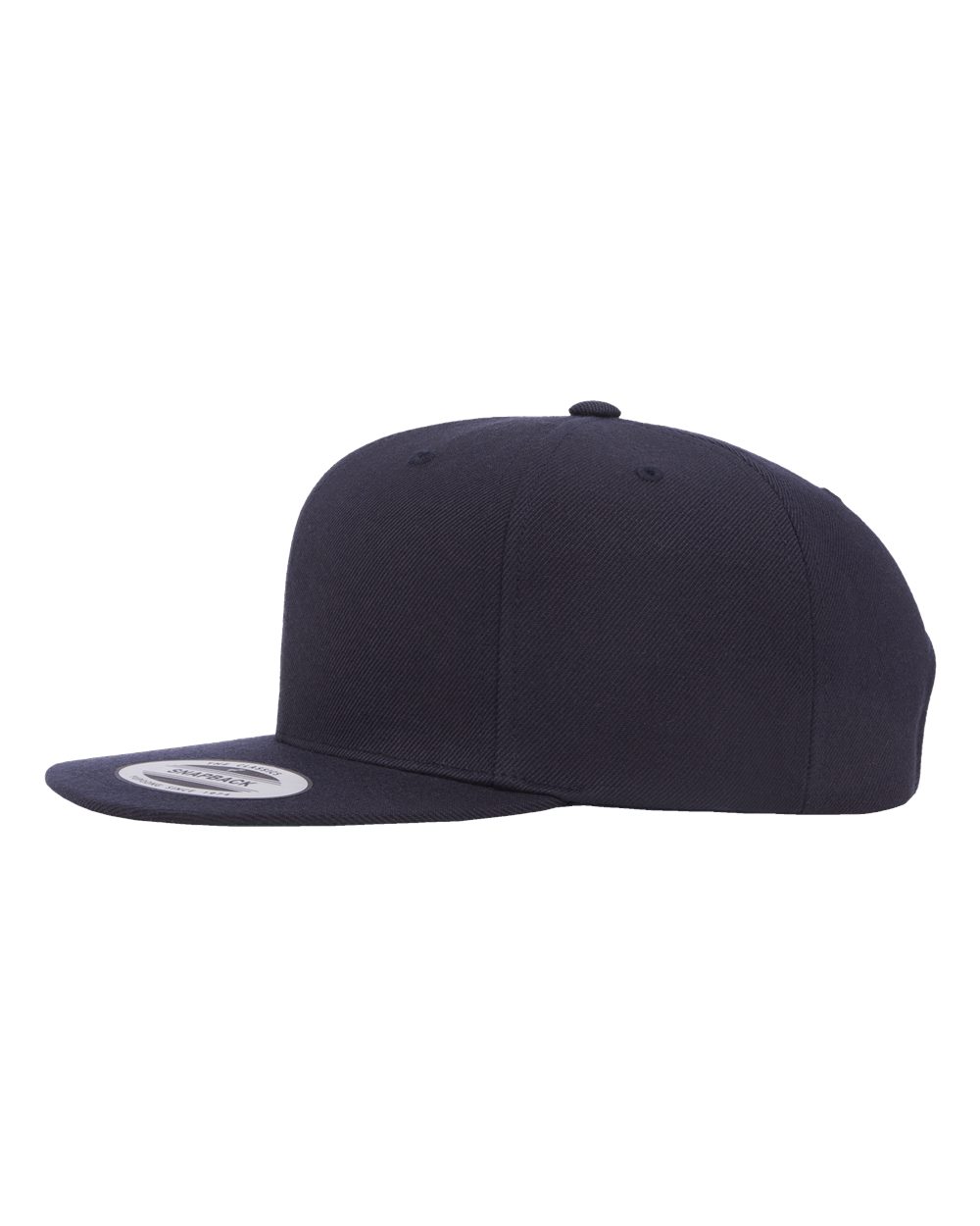 Left View of Dark Navy Premium Flat Bill Snapback Cap - 6089M