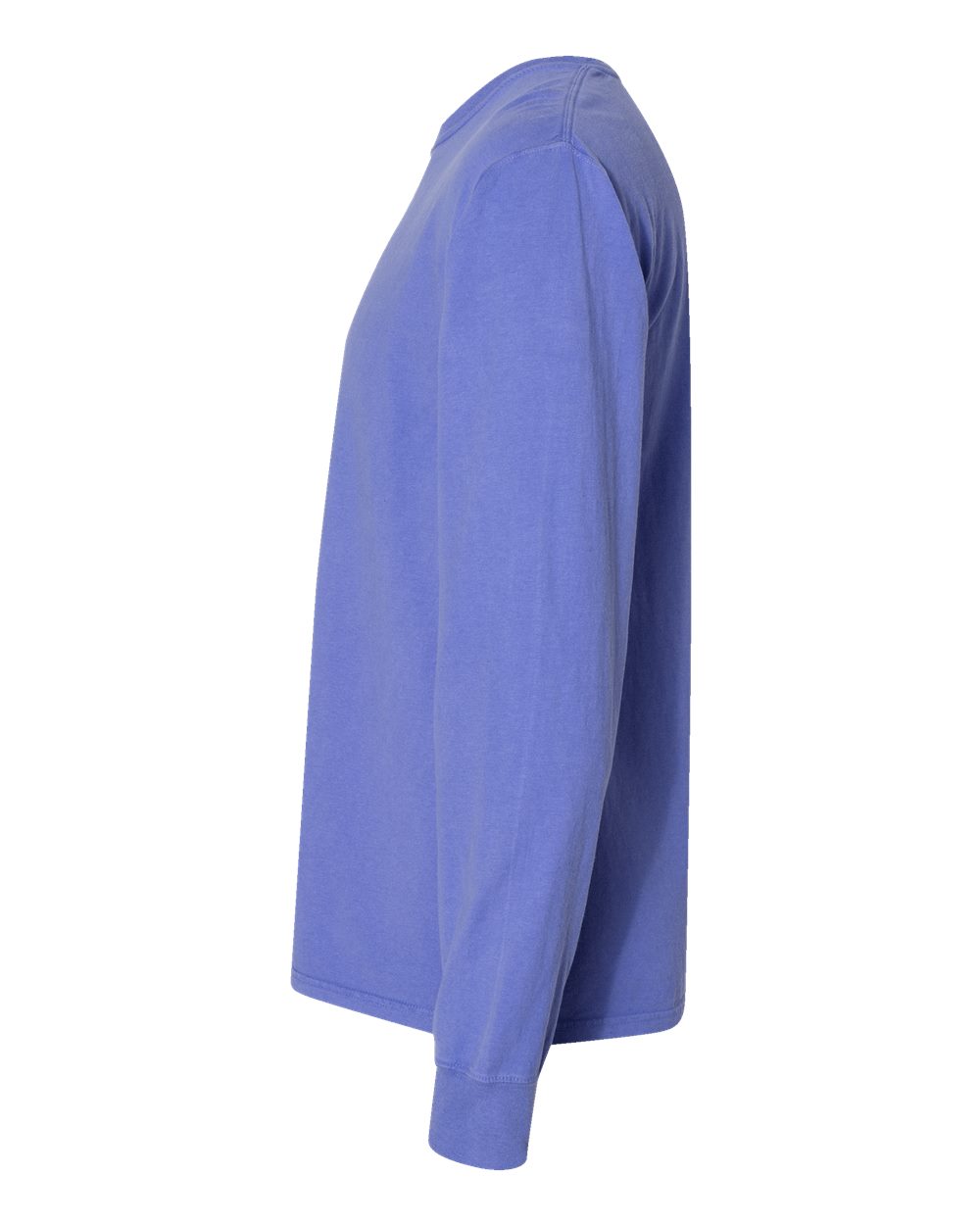 Left View of Deep Forte Blue Garment-Dyed Long Sleeve T-Shirt - GDH200