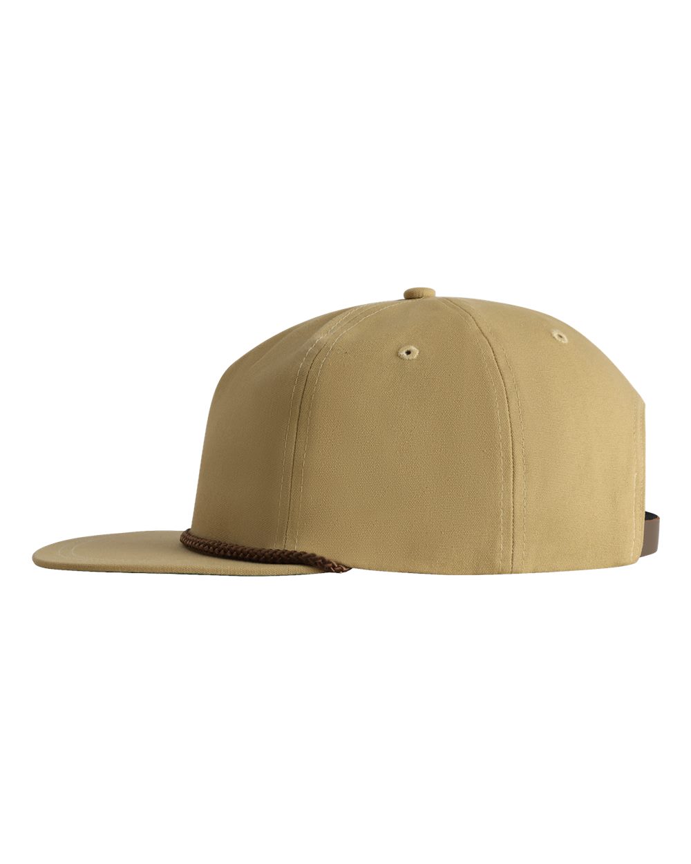 Left View of Deep Gold/ Brown The Original Rope Five-Panel Cap - DNA001 plain