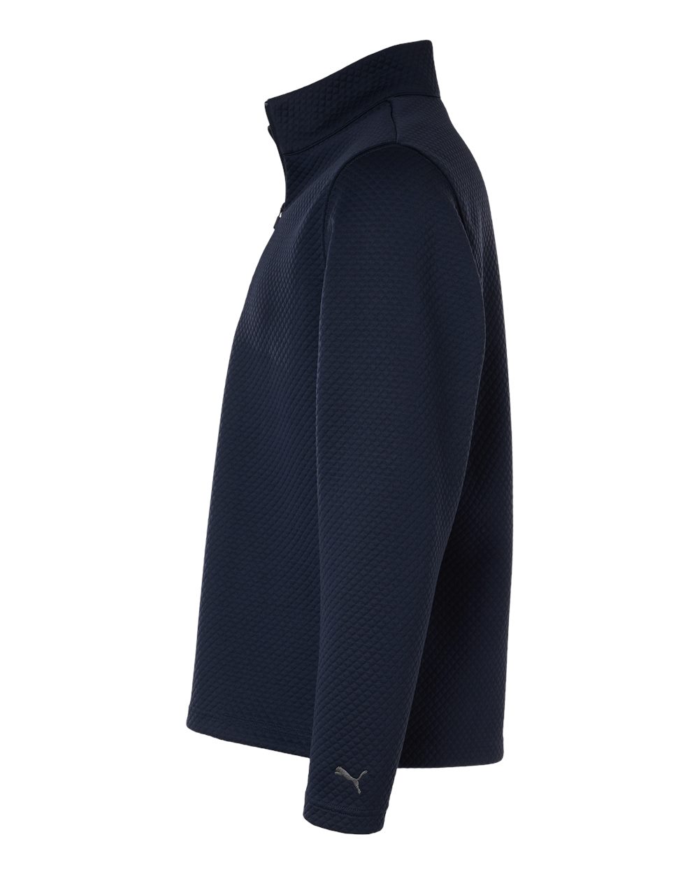 Left View of Deep Navy Men's Pebble Quarter-Zip Pullover - 638595 plain