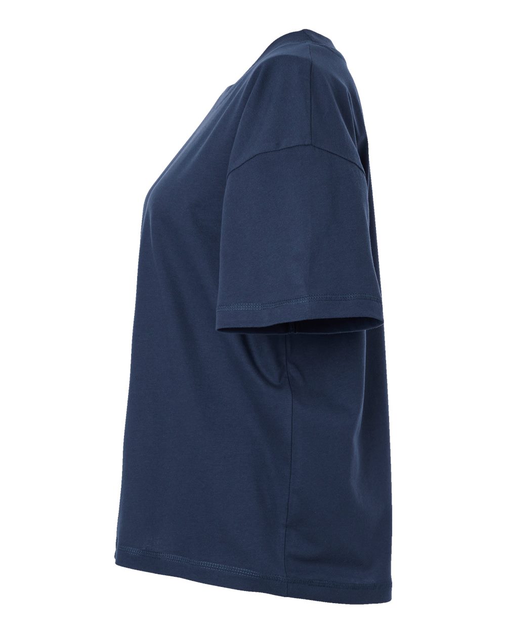 Left View of Denim Relaxed Crew Tee - 3520