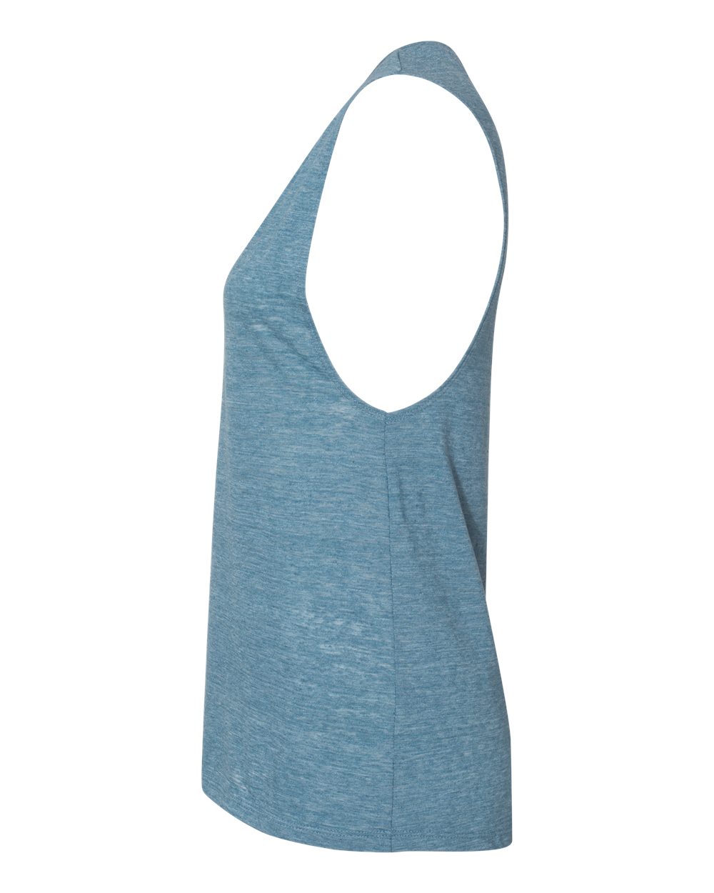 Left View of Denim Slub Women&#39;s Flowy Scoop Muscle Tank - 8803