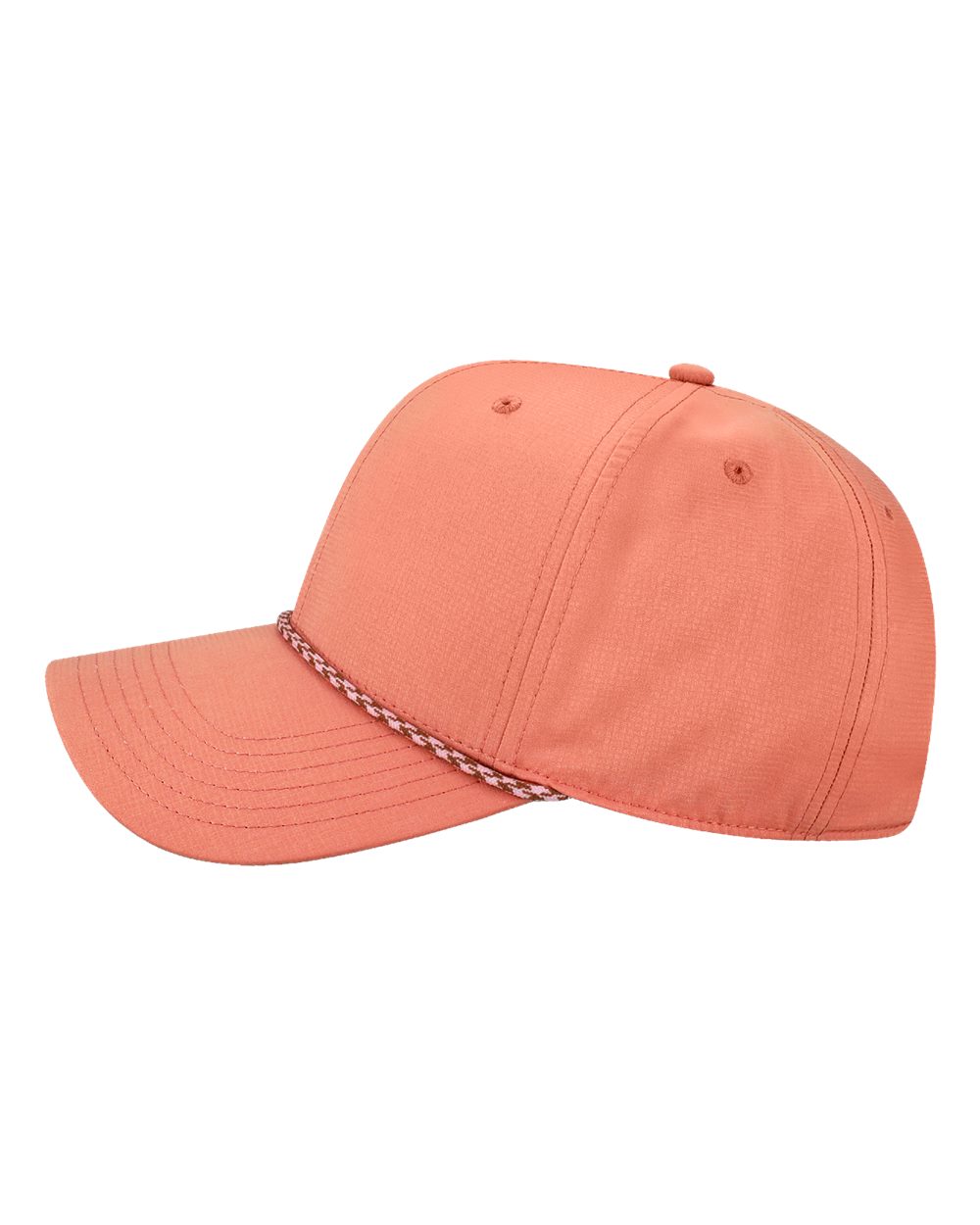 Left View of Desert Rose-Pink/ Brown Six-Panel Ripstop Rope Cap - RIPPER