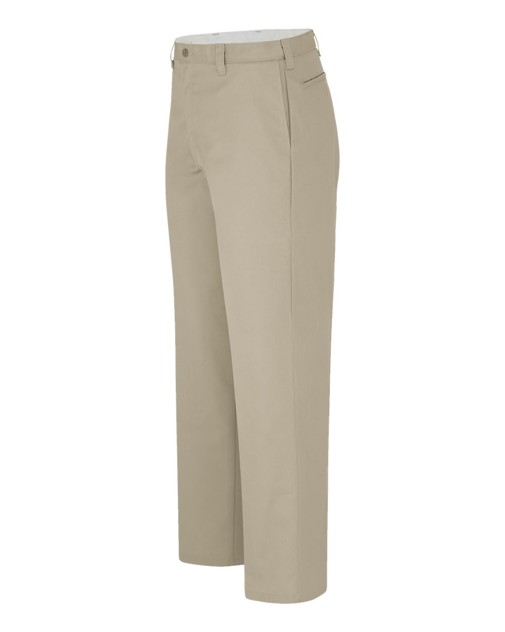 Left View of Desert Sand - 37 Unhemmed Industrial Flat Front Pants - LP92