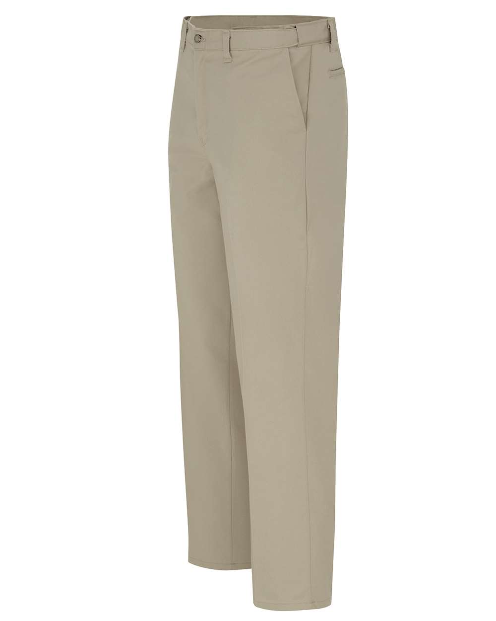 Left View of Desert Sand - 37 Unhemmed Premium Industrial Flat Front Comfort Waist Pants - Extended Sizes - LP70EXT