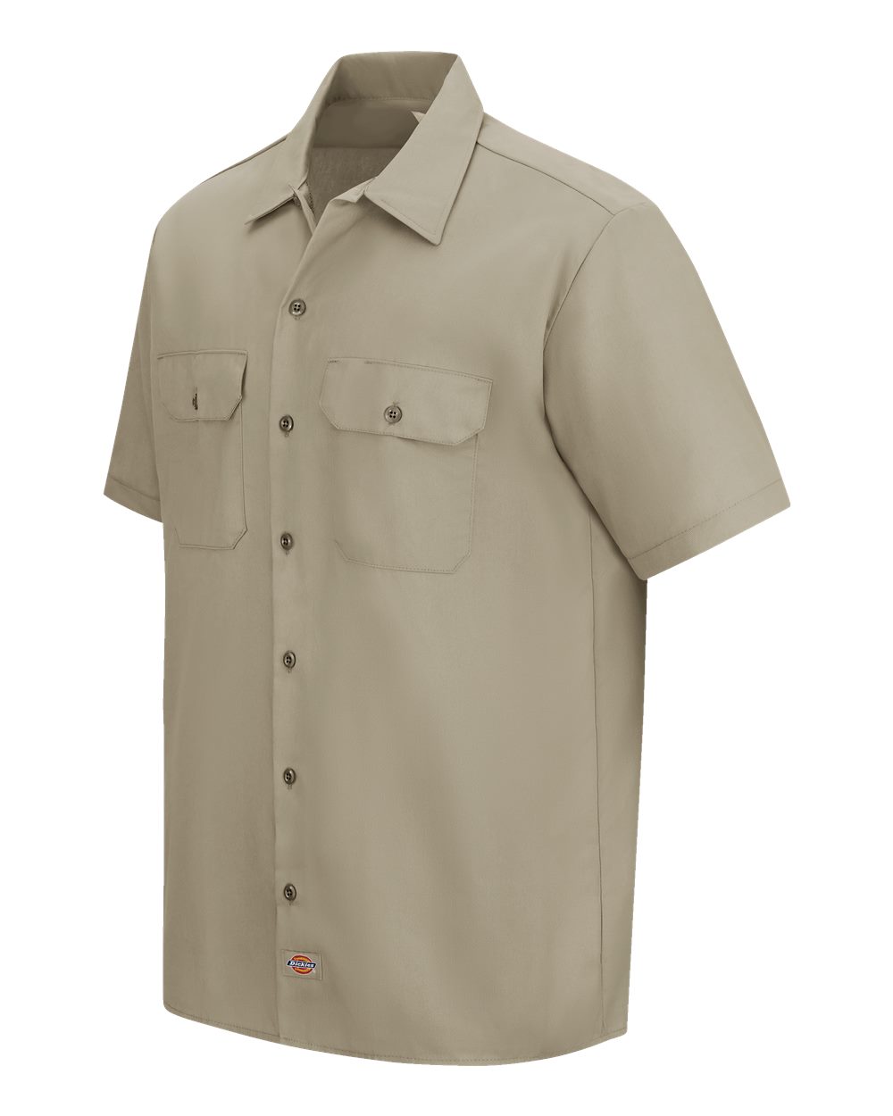 Left View of Desert Sand Short Sleeve Work Shirt - Tall Sizes - 2574T