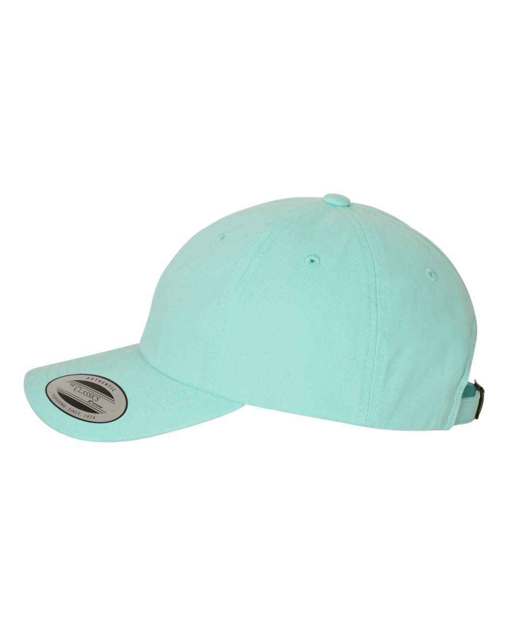 Left View of Diamond Blue Peached Cotton Twill Dad Hat - 6245PT