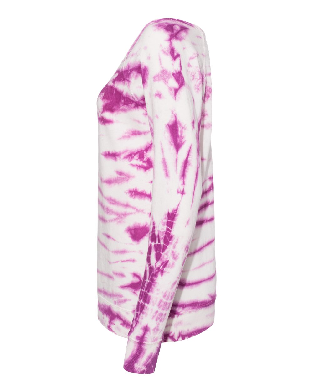 Left View of Dragonfruit Women&#39;s French Terry Off-the-Shoulder Tie-Dyed Sweatshirt - W20173
