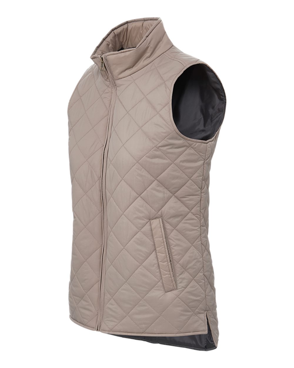 Left View of Driftwood Women&#39;s Vintage Diamond Quilted Vest - W207359