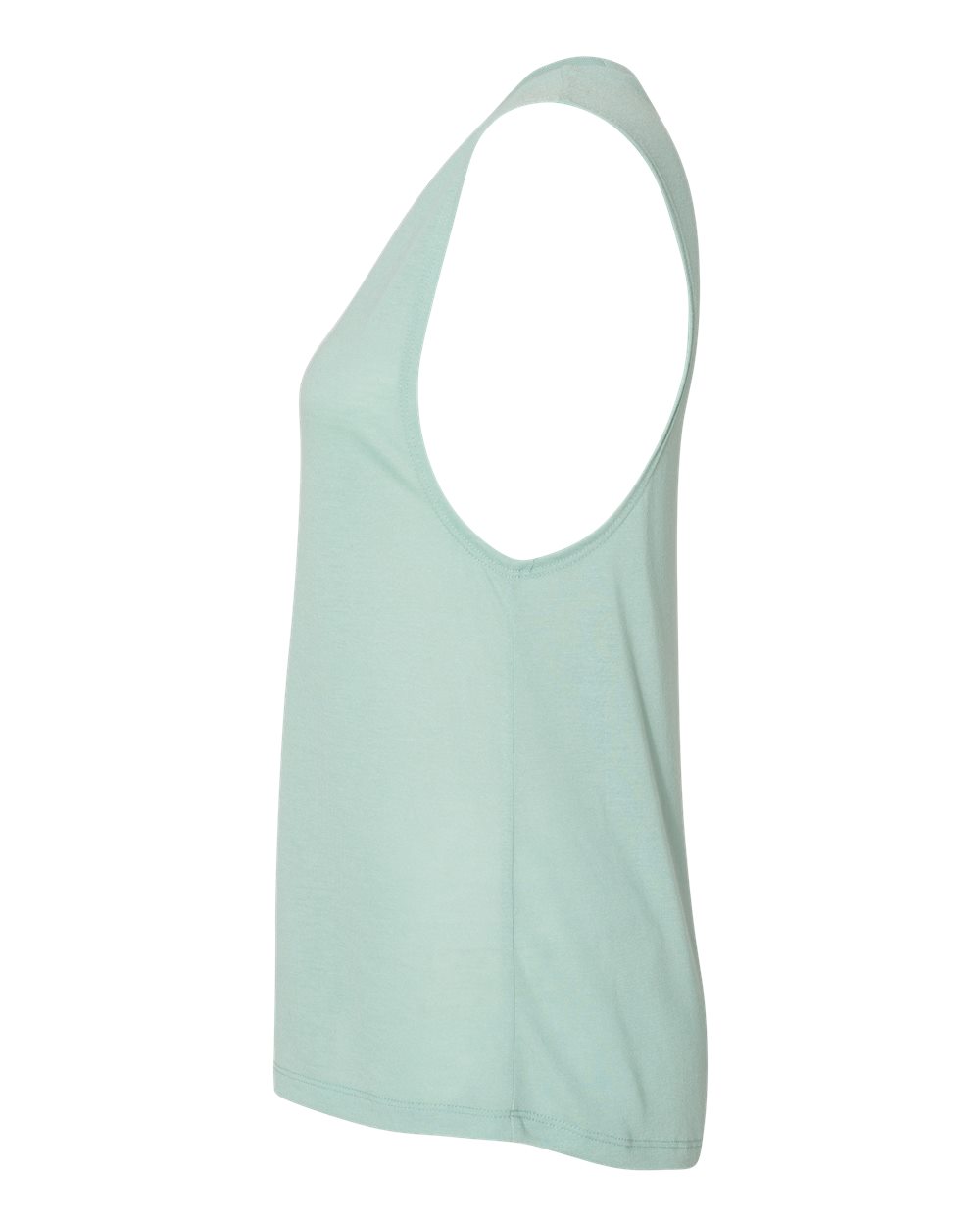 Left View of Dusty Blue Women&#39;s Flowy Scoop Muscle Tank - 8803