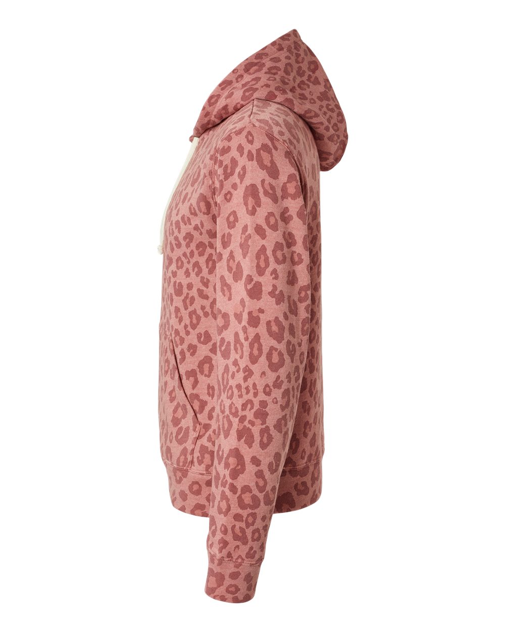 Left View of Dusty Rose Leopard Triblend Triblend Fleece Hooded Sweatshirt - 8871