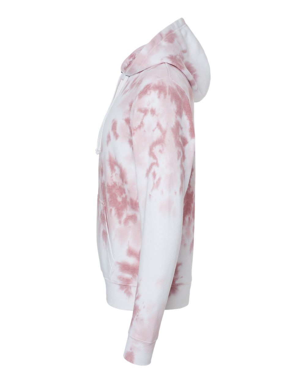 Left View of Dusty Rose Tie Dye Tie-Dyed Fleece Hooded Sweatshirt - 8861