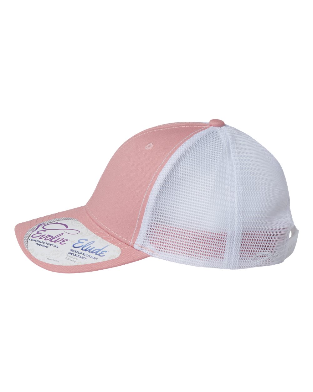 Left View of Dusty Rose/ White Women&#39;s Modern Trucker Cap - CHARLIE