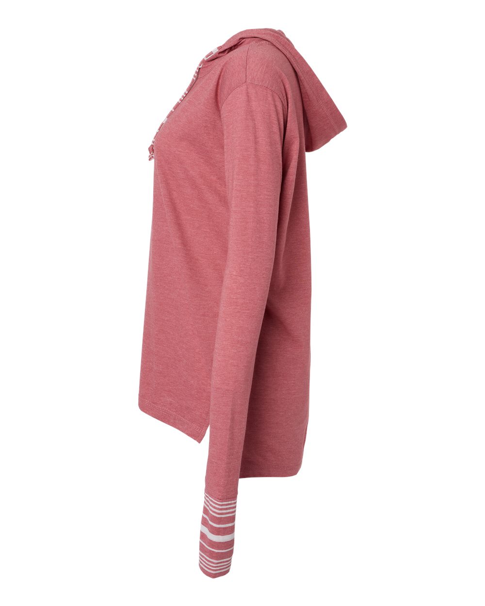 Left View of Dusty Rose Women's Heathered Jersey Hooded Tunic - W19439