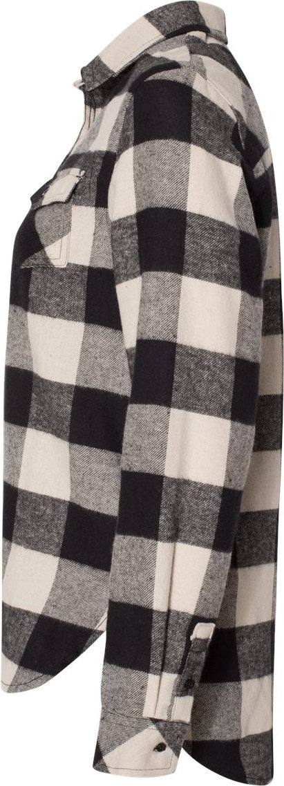 Left View of Ecru/ Black Buffalo Women&#39;s Yarn-Dyed Long Sleeve Flannel Shirt - 5210