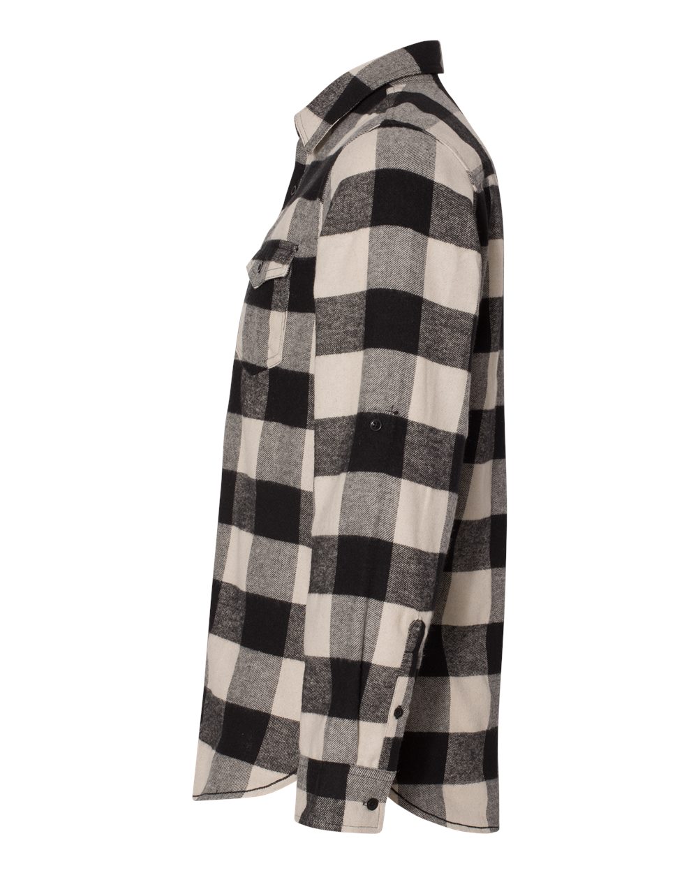 Left View of Ecru/ Black Buffalo Yarn-Dyed Flannel Shirt - 8210