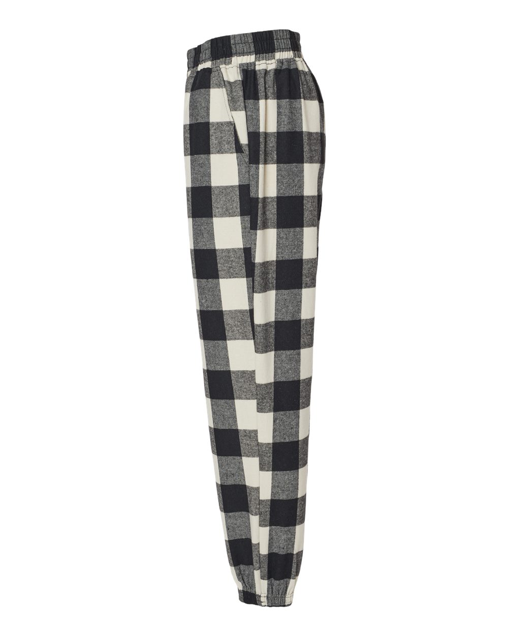 Left View of Ecru/ Black Buffalo Youth Flannel Joggers - 4810