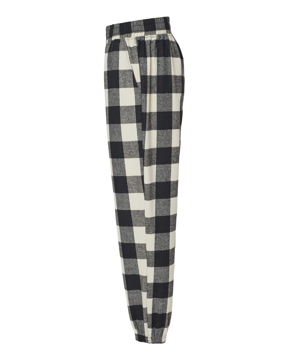 Left View of Ecru/ Black Flannel Joggers - 8810