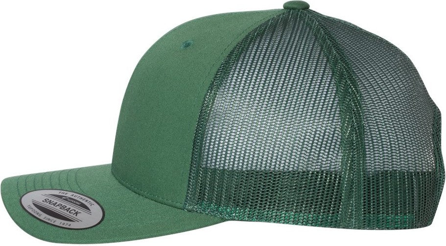 Left View of Evergreen Retro Trucker Cap - 6606